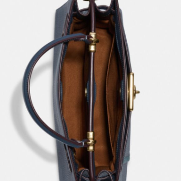 NWT Coach Lane Carryall w/Whipstitch-Pebble/Smooth Leather In Denim Multi - Picture 2 of 5